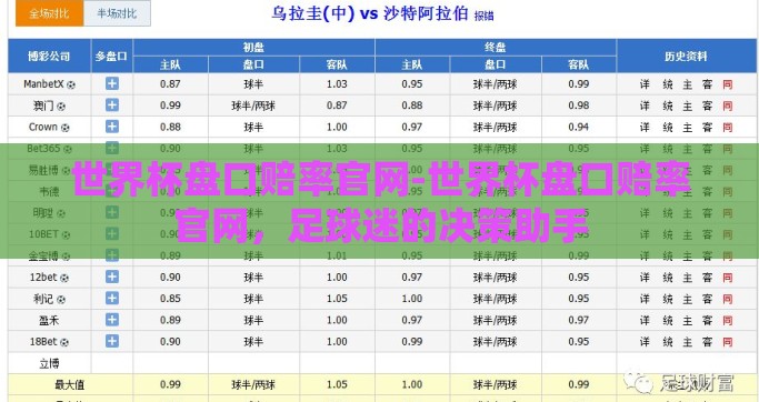 世界杯盘口赔率官网-世界杯盘口赔率官网，足球迷的决策助手