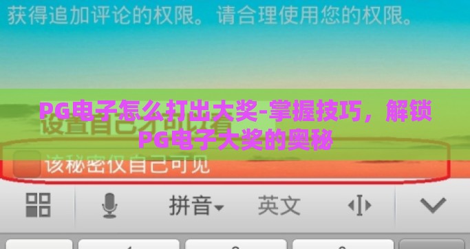 PG电子怎么打出大奖-掌握技巧，解锁PG电子大奖的奥秘