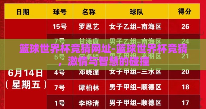 篮球世界杯竞猜网址-篮球世界杯竞猜，激情与智慧的碰撞