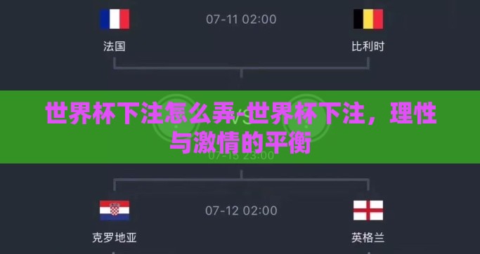 世界杯下注怎么弄-世界杯下注，理性与激情的平衡