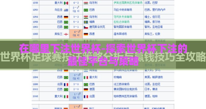在哪里下注世界杯-探索世界杯下注的最佳平台与策略