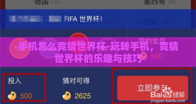 手机怎么竞猜世界杯-玩转手机，竞猜世界杯的乐趣与技巧