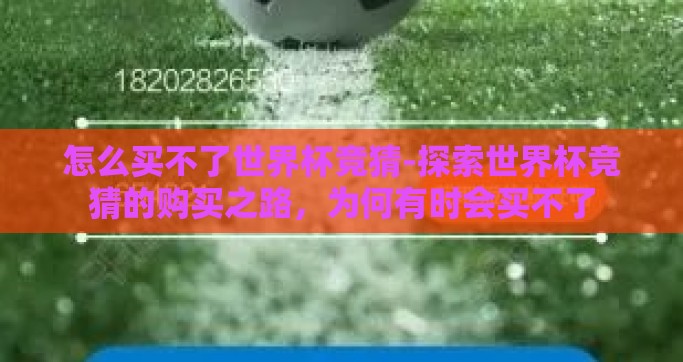怎么买不了世界杯竞猜-探索世界杯竞猜的购买之路，为何有时会买不了