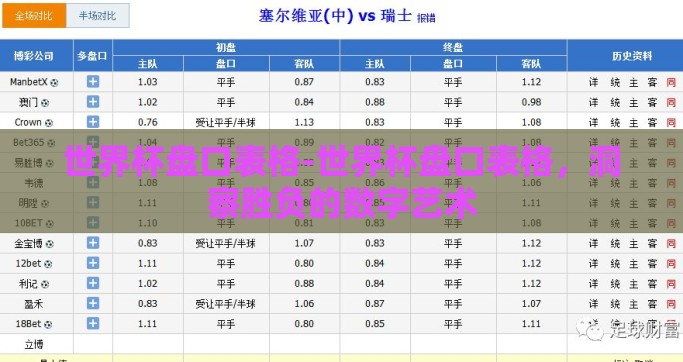 世界杯盘口表格-世界杯盘口表格，洞察胜负的数字艺术