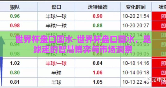 世界杯盘口回水-世界杯盘口回水，足球迷的智慧博弈与市场洞察
